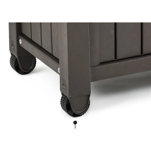 Stolik ogrodowy Unity Chef 207 l. – mobilna szafka z blatem ze stali nierdzewnej | Schowek na akcesoria grillowe i kuchenne - brąz, KETER