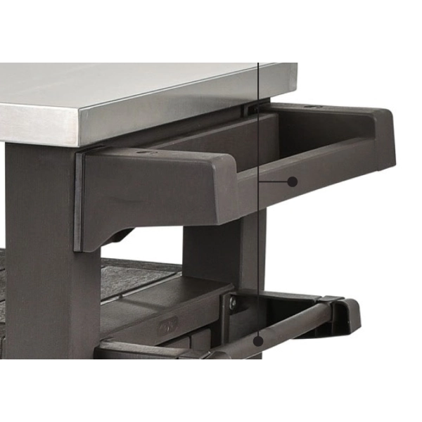 Stolik ogrodowy Unity Chef 207 l. – mobilna szafka z blatem ze stali nierdzewnej | Schowek na akcesoria grillowe i kuchenne - brąz, KETER