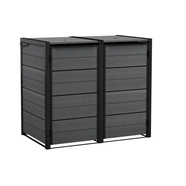 Zabudowa na kosze na śmieci Hide Away Evotech+ szara – schowek na 2 pojemniki 240 L, KETER