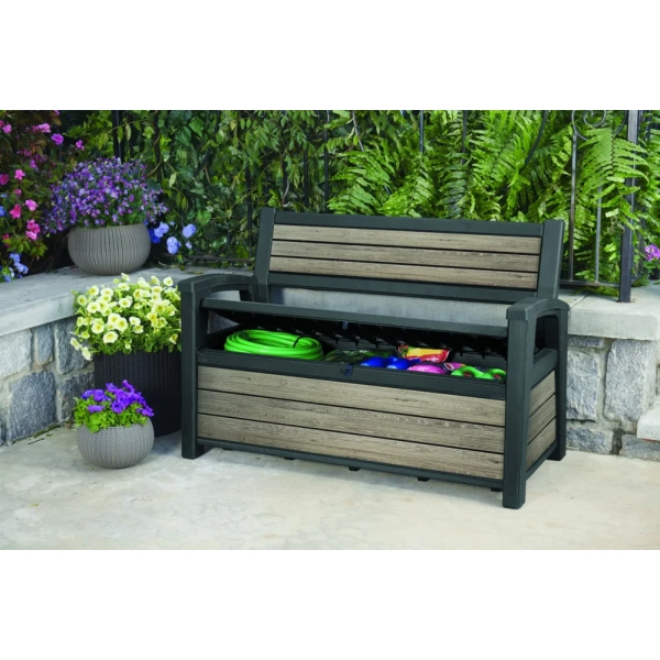 Skrzynia / Ławka ogrodowa Deco Garden Bench 227 l. - Siedzisko 2-osobowe | ashwood, KETER