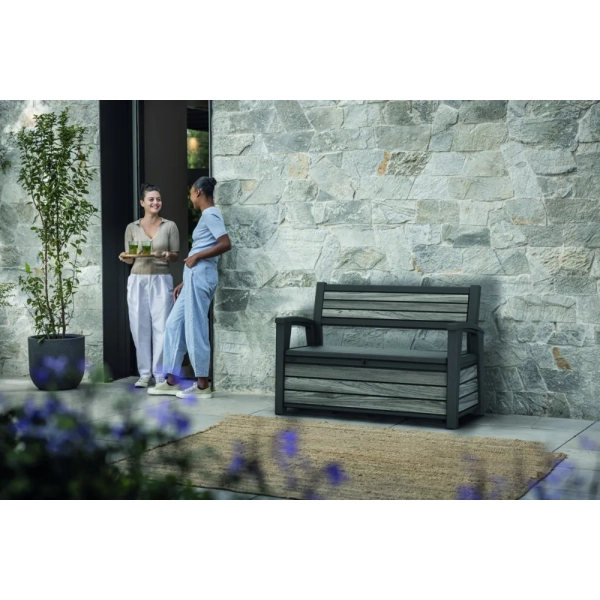 Skrzynia / Ławka ogrodowa Deco Garden Bench 227 l. - Siedzisko 2-osobowe | grey, KETER