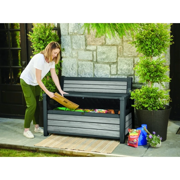 Skrzynia / Ławka ogrodowa Deco Garden Bench 227 l. - Siedzisko 2-osobowe | grey, KETER