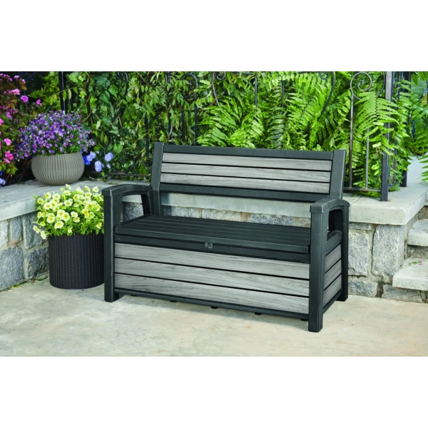 Skrzynia / Ławka ogrodowa Deco Garden Bench 227 l. - Siedzisko 2-osobowe | grey, KETER