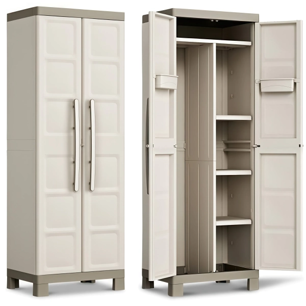 Wysoka szafa gospodarcza EXCELLENCE UTILITY CABINET 182 cm beżowa, Keter/Kis