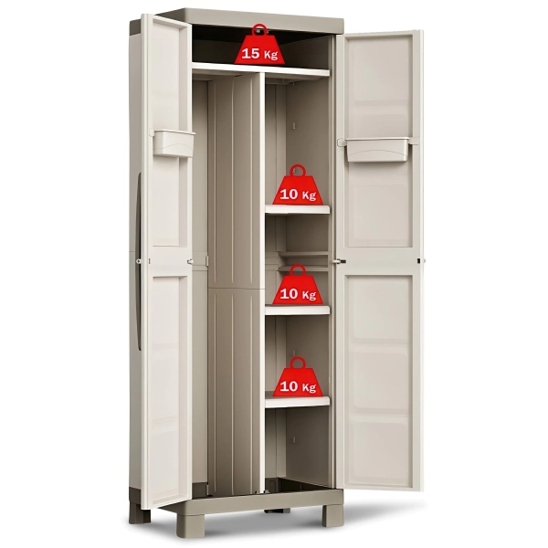 Wysoka szafa gospodarcza EXCELLENCE UTILITY CABINET 182 cm beżowa, Keter/Kis