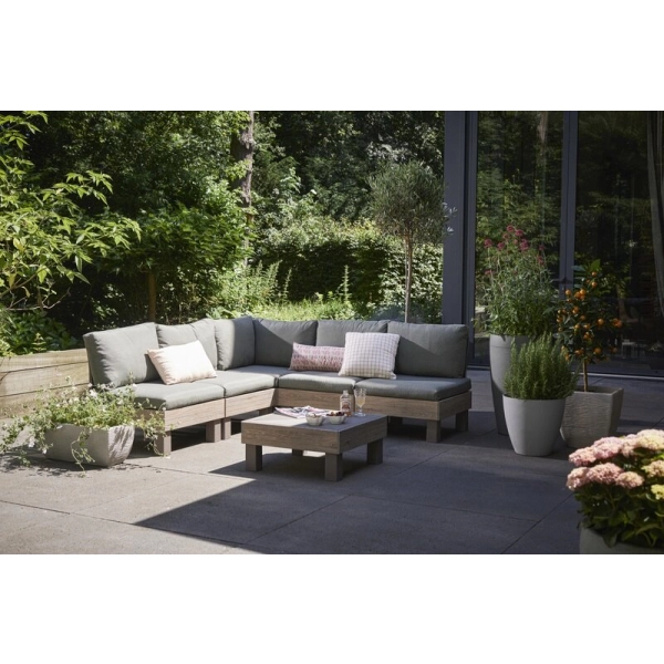 Narożnik ogrodowy modułowy 4-osobowy ze stolikiem Ashwood Green Elements, Keter