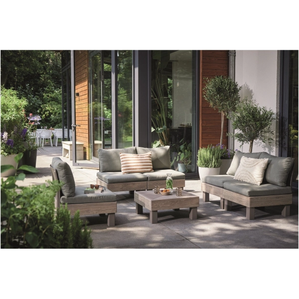 Narożnik ogrodowy modułowy 4-osobowy ze stolikiem Ashwood Green Elements, Keter