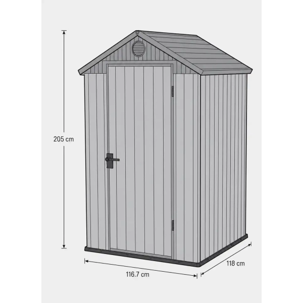 Domek narzędziowy Darwin 4x4 szary z podłogą 126x117 cm, Keter