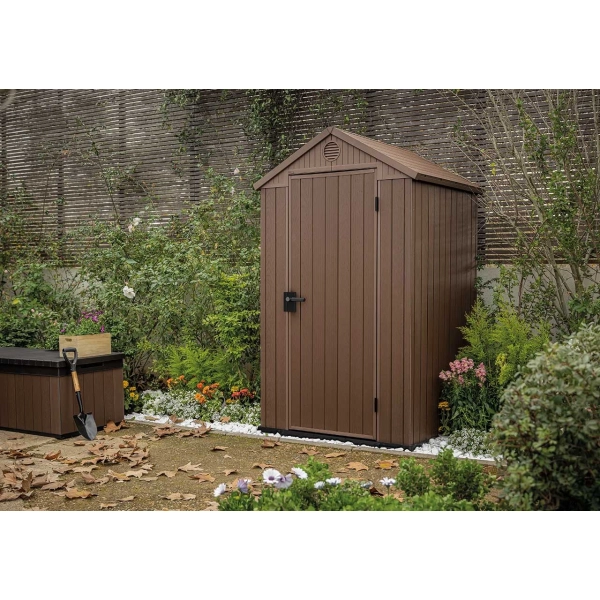 Domek narzędziowy Darwin 4x4 brązowy z podłogą 126x117 cm, Keter