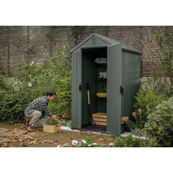 Domek narzędziowy Darwin 4x4 zielony z podłogą 126x117 cm, Keter