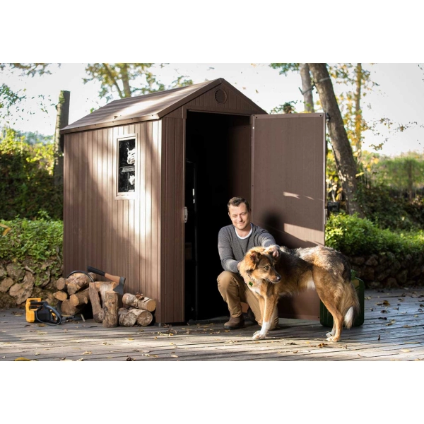 Domek narzędziowy Darwin 4x6 brązowy z podłogą 125,8x184,5 cm, Keter
