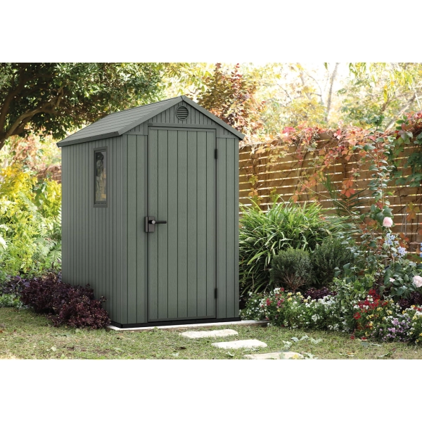 Domek narzędziowy Darwin 4x6 zielony z podłogą 125,8x184,5 cm, Keter