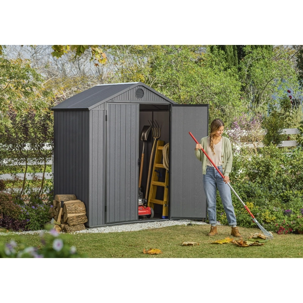 Domek narzędziowy Darwin 6x4 szary z podłogą 190x122 cm, Keter