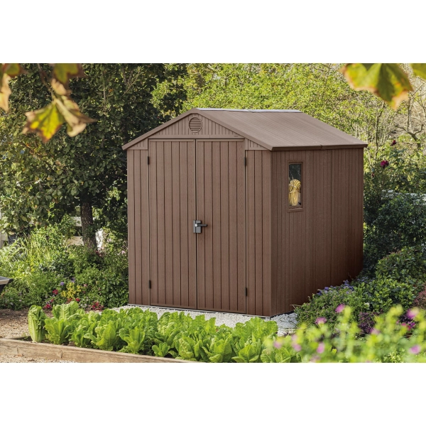 Domek narzędziowy Darwin 6x8 brązowy z podłogą 190x244 cm, Keter