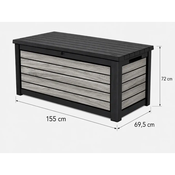 Skrzynia ogrodowa Deco deck 630 l szara, Keter