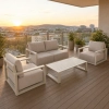 Zestaw Wypoczynkowy Aluminiowy BELLANTI Empoli 4 osobowy sofa i 2 fotele + stolik | Beż