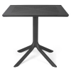 Zestaw mebli ogrodowych stolik kwadratowy CLIP 80 cm i czterykrzesła z podłokietnikiem TRILL ANTHRACITE antracyt, Nardi