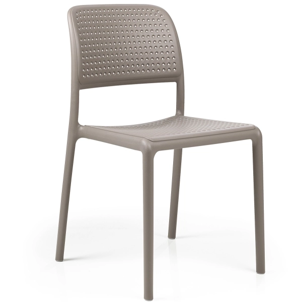 Zestaw mebli ogrodowych stolik kwadratowy CLIP 80 cm cztery krzesła BORA BISTROT TORTORA ciemny beż, Nardi