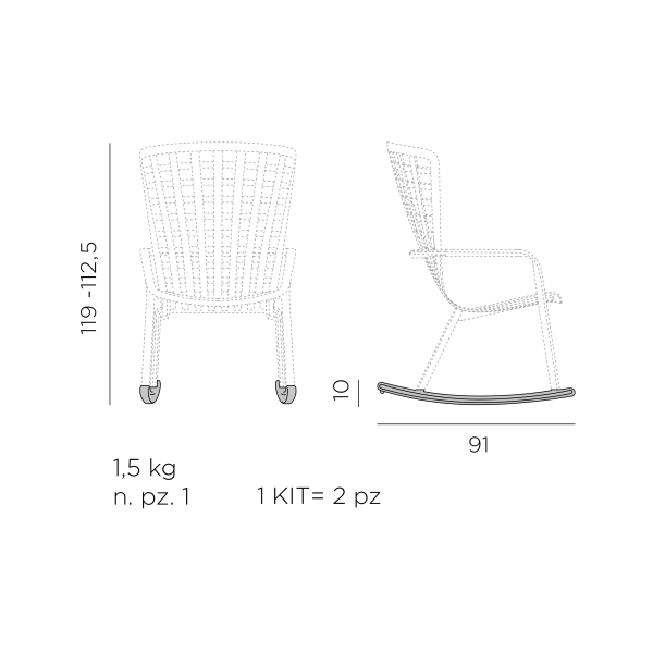 Płozy do fotela ogrodowego KIT FOLIO AGAVE zielony, Nardi