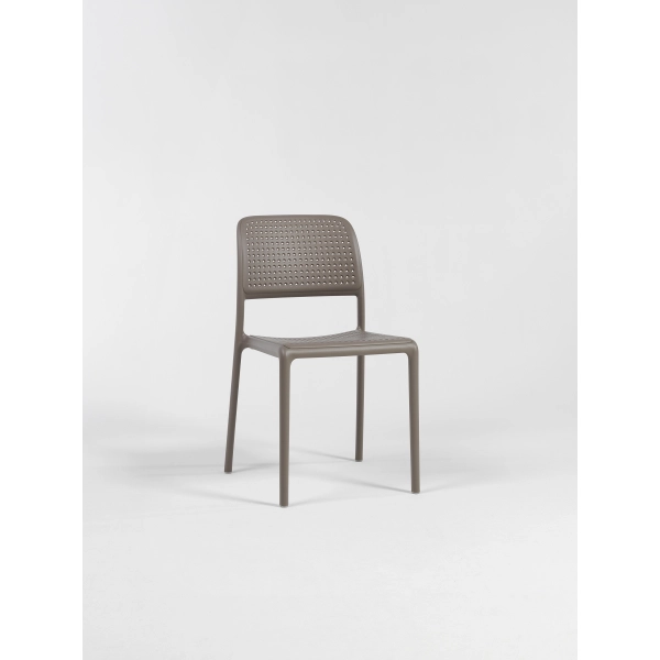 Zestaw mebli ogrodowych stolik kwadratowy CLIP 80 cm cztery krzesła BORA BISTROT TORTORA ciemny beż, Nardi