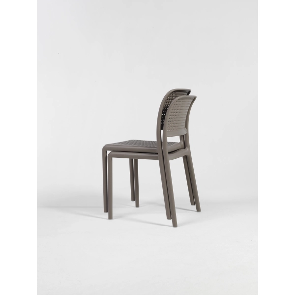 Zestaw mebli ogrodowych stolik kwadratowy CLIP 80 cm cztery krzesła BORA BISTROT TORTORA ciemny beż, Nardi