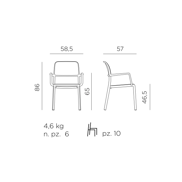 Krzesło ogrodowe z podłokietnikiem RIVA CELESTE niebieski, Nardi