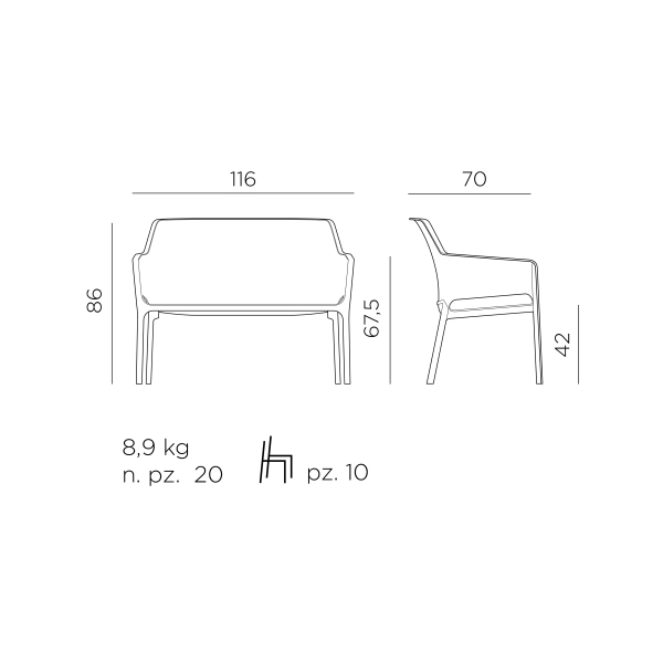 Ławka ogrodowa dwuosobowa NET SENAPE żółty, Nardi