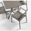 Zestaw mebli ogrodowych stolik kwadratowy CLIP 80 cm i czterykrzesła z podłokietnikiem TRILL ANTHRACITE antracyt, Nardi