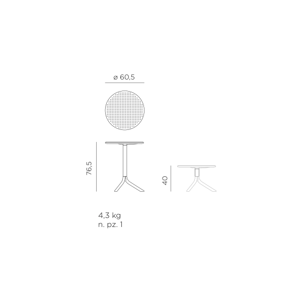 Stolik ogrodowy okrągły 60 cm STEP TORTORA ciemny beż, Nardi