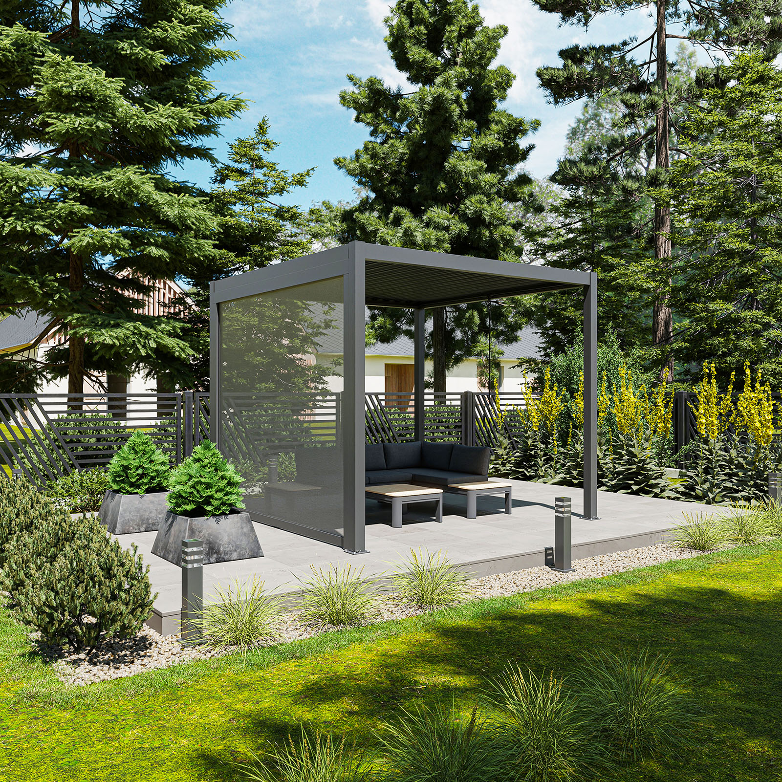 Zestaw pergola NORDVIC Skyline z roletą 4 m