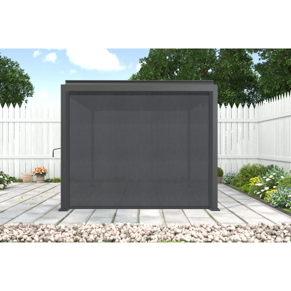 Zestaw Pergola Ogrodowa Bioklimatyczna Stalowa SOLA 3x4 m Antracyt NORDVIC + Roleta 3 m