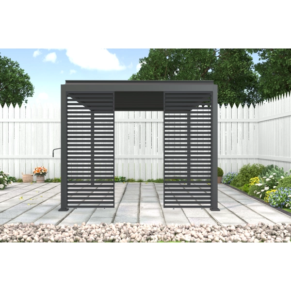 Zestaw Pergola Ogrodowa Bioklimatyczna Stalowa SOLA 3x4 m Antracyt NORDVIC + 2 Panele żaluzjowe