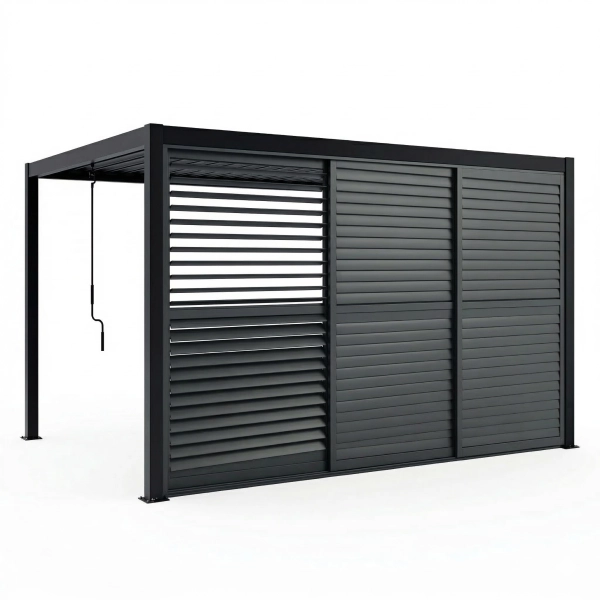 Drzwi przesuwne żaluzjowe 3x125 cm aluminiowe do pergoli Skyline Nordvic 4 m