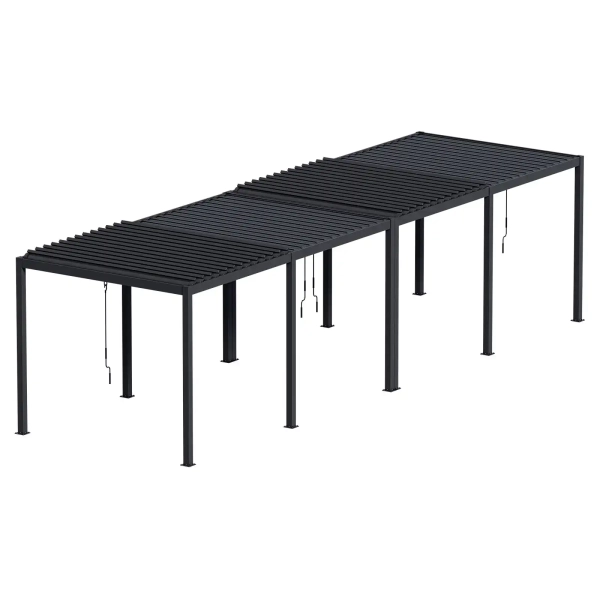 Pergola ogrodowa tarasowa aluminiowa NORDVIC Skyline LED Light 3x10 m Antracyt