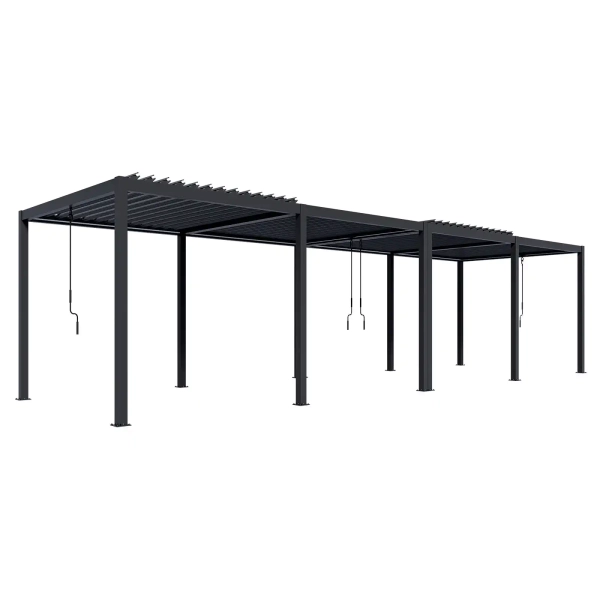 Pergola ogrodowa tarasowa aluminiowa NORDVIC Skyline LED Light 3x10 m Antracyt