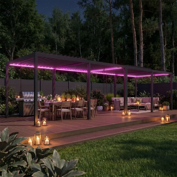 Pergola ogrodowa tarasowa aluminiowa NORDVIC Skyline LED Light 3x10 m Antracyt