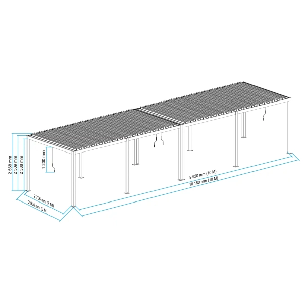 Pergola ogrodowa tarasowa aluminiowa NORDVIC Skyline LED Light 3x10 m Antracyt