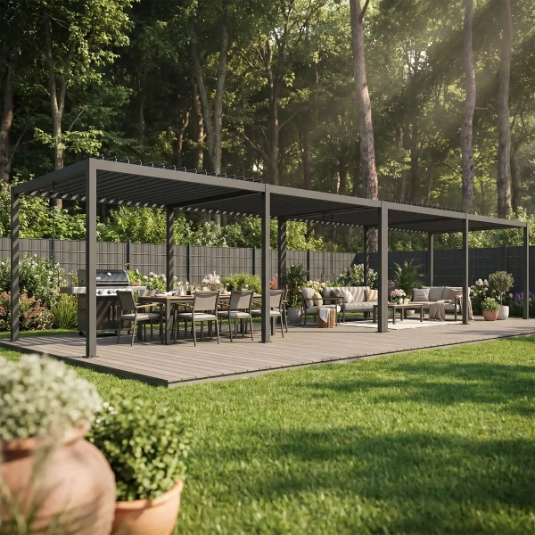 Pergola ogrodowa tarasowa aluminiowa NORDVIC Skyline 3x12 m Antracyt