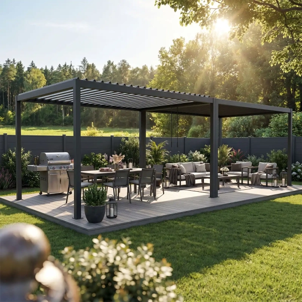 Pergola ogrodowa tarasowa aluminiowa NORDVIC Skyline 3x8 m Antracyt