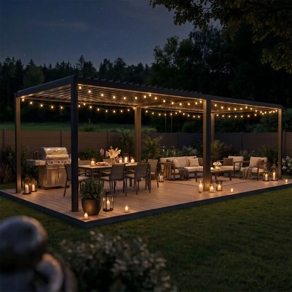 Pergola ogrodowa tarasowa aluminiowa NORDVIC Skyline 3x8 m Antracyt