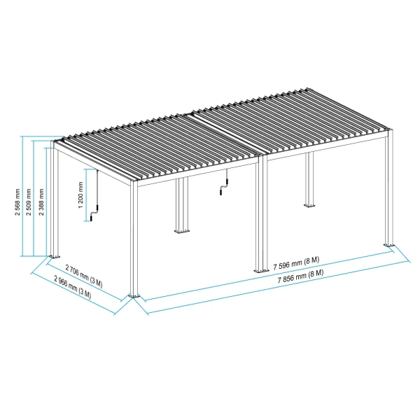 Pergola ogrodowa tarasowa aluminiowa NORDVIC Skyline 3x8 m Antracyt
