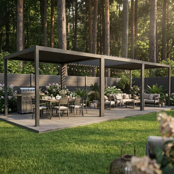 Pergola ogrodowa tarasowa aluminiowa NORDVIC Skyline 3x9 m Antracyt