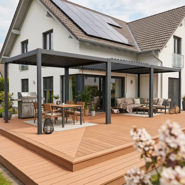 Pergola ogrodowa tarasowa aluminiowa NORDVIC Skyline 3x9 m Antracyt