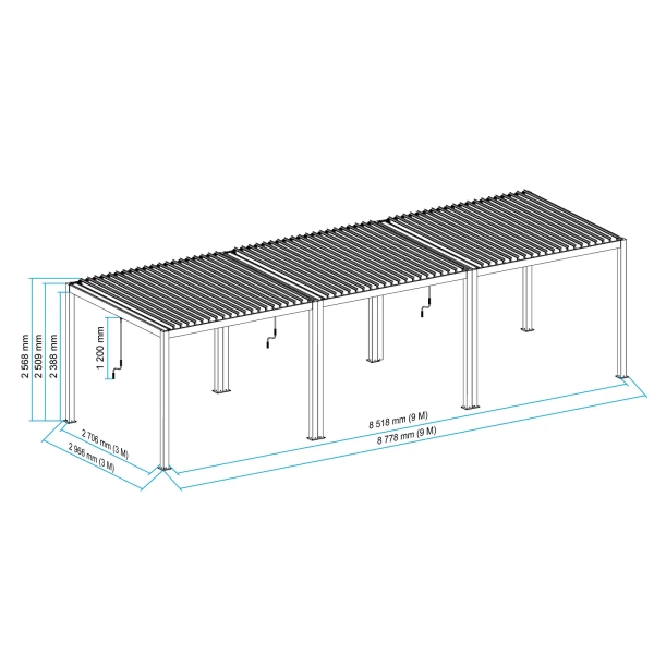 Pergola ogrodowa tarasowa aluminiowa NORDVIC Skyline 3x9 m Antracyt