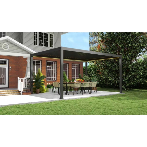Pergola ogrodowa tarasowa aluminiowa NORDVIC Skyline LED Light 3x5 m 4-słupowa Antracyt