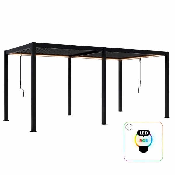 Pergola ogrodowa tarasowa aluminiowa NORDVIC Skyline LED Light 3x5 m  6-słupowa Antracyt