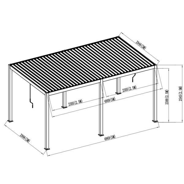 Pergola ogrodowa tarasowa aluminiowa NORDVIC Skyline LED Light 3x5 m  6-słupowa Antracyt