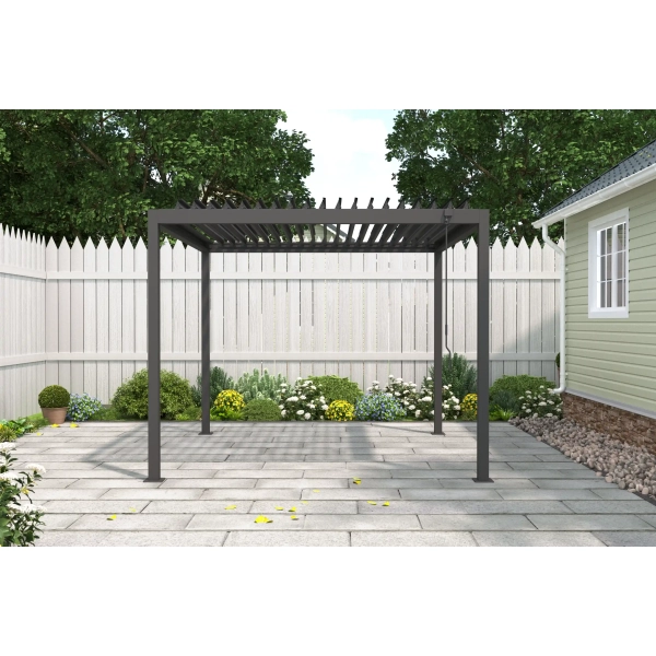 Pergola Ogrodowa Bioklimatyczna Stalowa SOLA 3x3 m Antracyt NORDVIC
