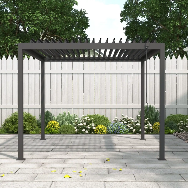 Pergola Ogrodowa Bioklimatyczna Stalowa SOLA 3x3 m Antracyt NORDVIC