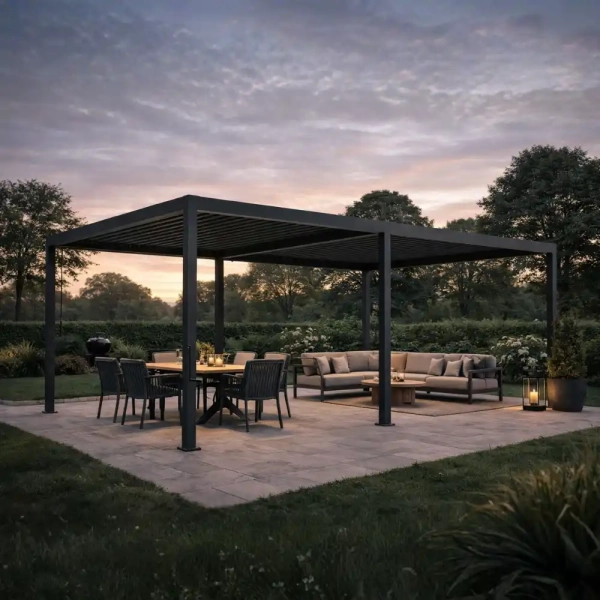 Pergola Ogrodowa Bioklimatyczna Stalowa SOLA 3x6 m Antracyt NORDVIC